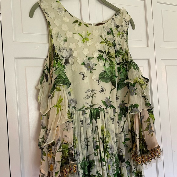 Anthropologie Varun Bahl Green Embroidered Dress - Picture 5 of 13